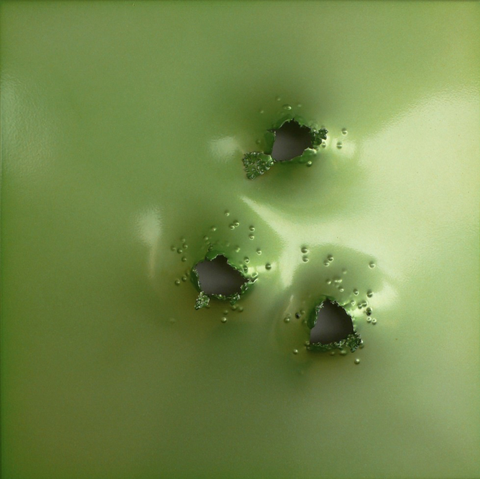 Spectra Series 6, 2008, prismatic powder coated gunshot aluminum, 18x18 in